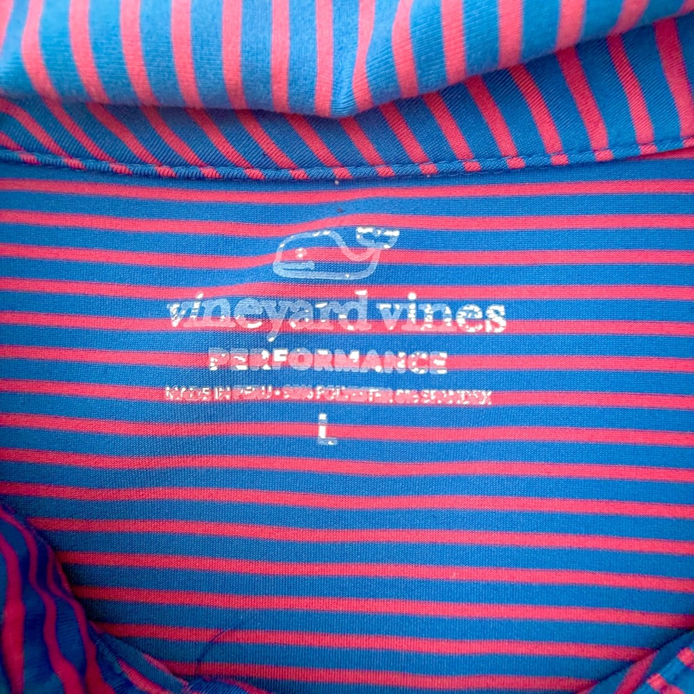 Vineyard Vines Performance Polo Shirt Mens Large Blue Pink Striped Short Sleeve - Picture 6 of 8